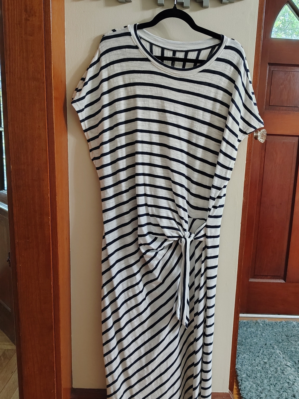 Sonoma White and Navy Striped Tie-Front Dress